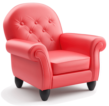 Red tufted leather armchair with classic design. png