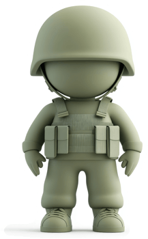 Military figure, rendered in muted olive drab. png