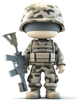 Cartoon a soldier in camouflage uniform png