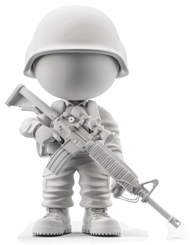 Gray soldier figure holding an assault rifle. png