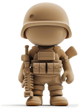 Stylized soldier figurine in a military uniform. png