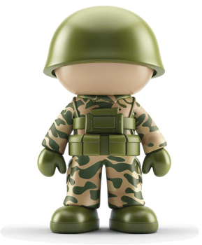 Cartoon soldier in camouflage uniform. png