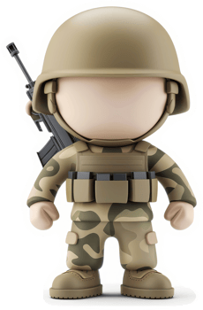 Cartoon military soldier in camouflage uniform. png