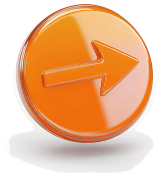 Bright orange directional arrow button. png