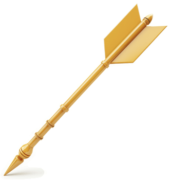 Golden arrow of royalty, pointed toward the horizon. png