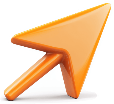 Bright orange cursor icon points upward. png