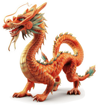 Majestic oriental dragon, showcasing vibrant colors and intricate scales. png