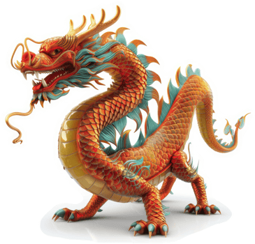 Majestic chinese dragon, vibrant and powerful. png