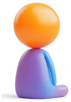 Colorful cartoon figure in a seated position. png