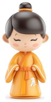 Charming oriental figurine in flowing robe. png