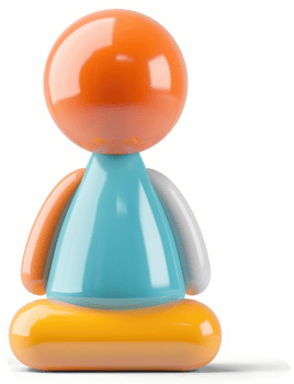 Colorful, abstract figure in a seated position. png