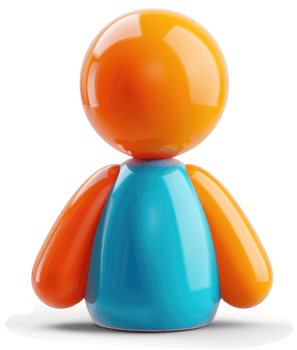 Colorful, glossy, stylized person icon, seen from the back. png