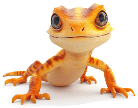 Animated gecko, with a cheerful expression. png