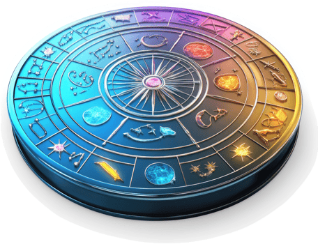 A circular, ornate astrological or mystical wheel. png