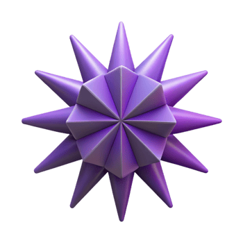 distinguished organic Minimal, radiating triangles from center. Purple flat color, sharp edges. with Scalable Design. museum quality png