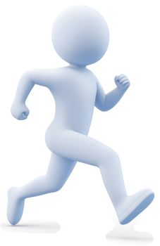 A light-blue 3D figure is running in a dynamic pose. png