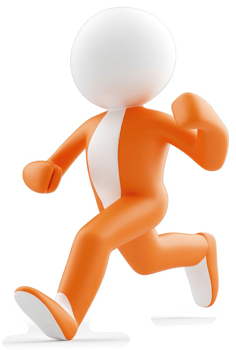 Orange 3d figure is running quickly. png