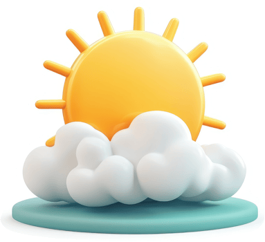 Sunny weather icon, with clouds. png