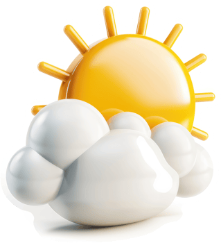 Sunny weather with puffy clouds. png