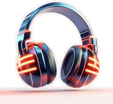 Vibrant, futuristic headphones in a dynamic presentation. png
