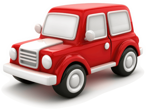 Cartoonish red vehicle with white accents. png
