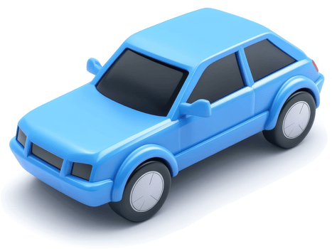 Blue toy car, simple design, on a white background. png