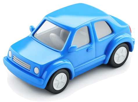 Vibrant blue toy car, perfect for display. png