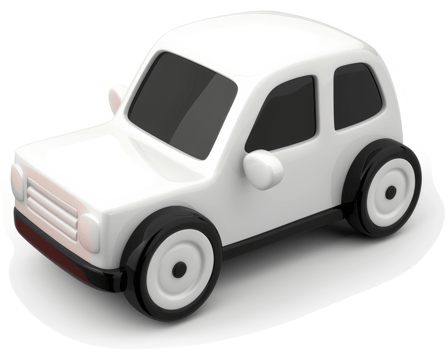 Simple white toy car illustration. png