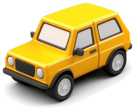 Bright yellow cartoon-style SUV vehicle. png