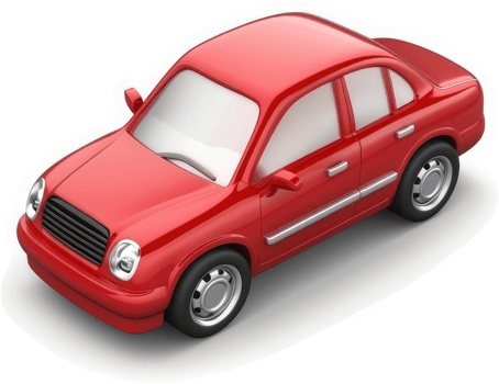 Red sedan automobile illustration, digitally rendered. png