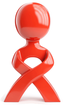 Red awareness ribbon figure, symbolizing solidarity. png
