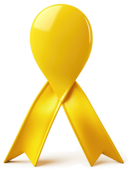 Bright yellow awareness ribbon symbolizes hope and support. png