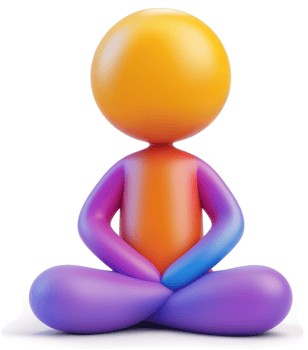 Colorful cartoon figure in a meditation pose. png