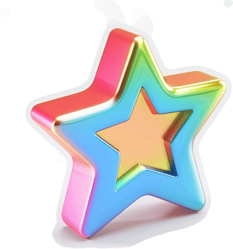 Multicolored, iridescent star graphic design. png