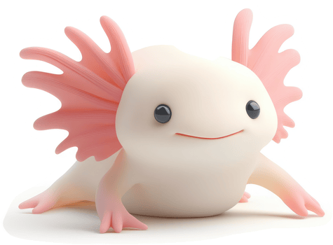 Cute axolotl in cartoon style. png