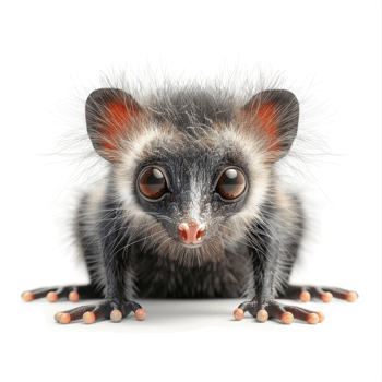 A close-up image of a charming, fluffy aye-aye. png