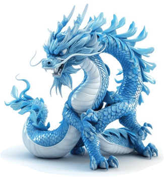 Majestic light blue dragon, a mythical creature of legend. png