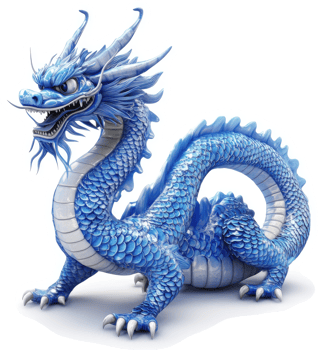 Vibrant blue dragon, a mythical creature of legend. png