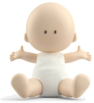 Infant figure in a simple, stylized pose. png