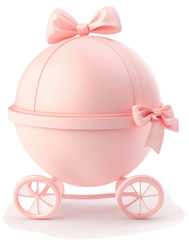 Pink spherical carriage with a bow. png