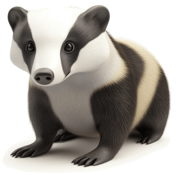 Cute, cartoonish badger illustration depicts a young badger. png