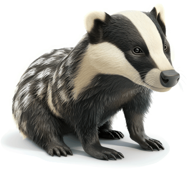 Adorable badger cub, attentively posed. png