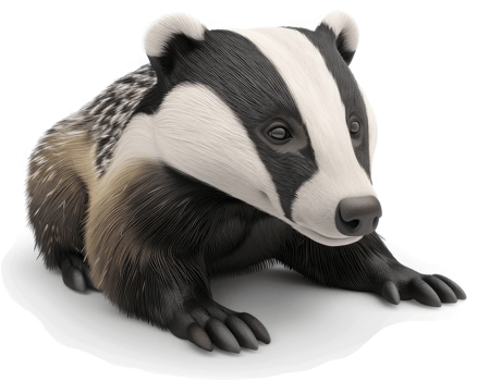 Adorable baby badger with distinct fur patterns. png