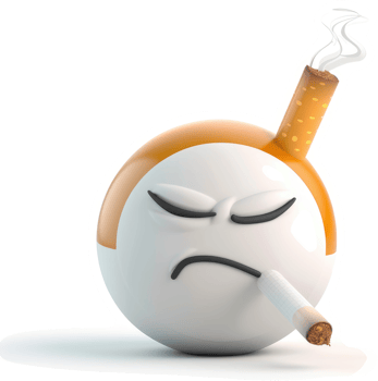 Smoking's negative impact depicted by an angry emoticon. png