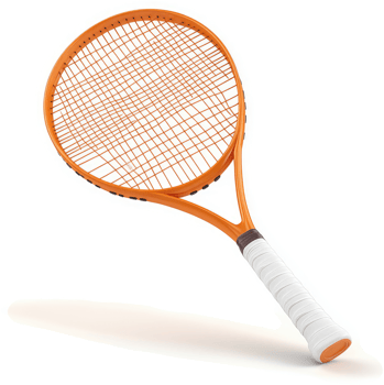 Orange tennis racket with a white grip. png