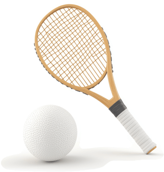 Tennis racket and ball, classic sporting equipment. png