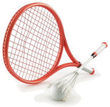 Red tennis racket and whisk attachment for a whimsical sport. png