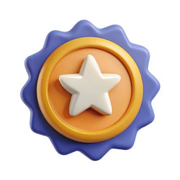 gorgeous playful mid-century Circular badge with star, clean lines, flat color, with Scalable Design. sharp png