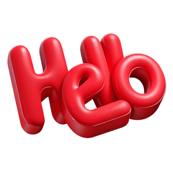 iconic gothic Bold, sans-serif HELLO with crisp edges and flat red color with Scalable Design. genuine png