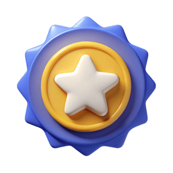 memorable surreal Circular badge with a stylized star. Clean lines, flat color, crisp edges with Scalable Design. precision png